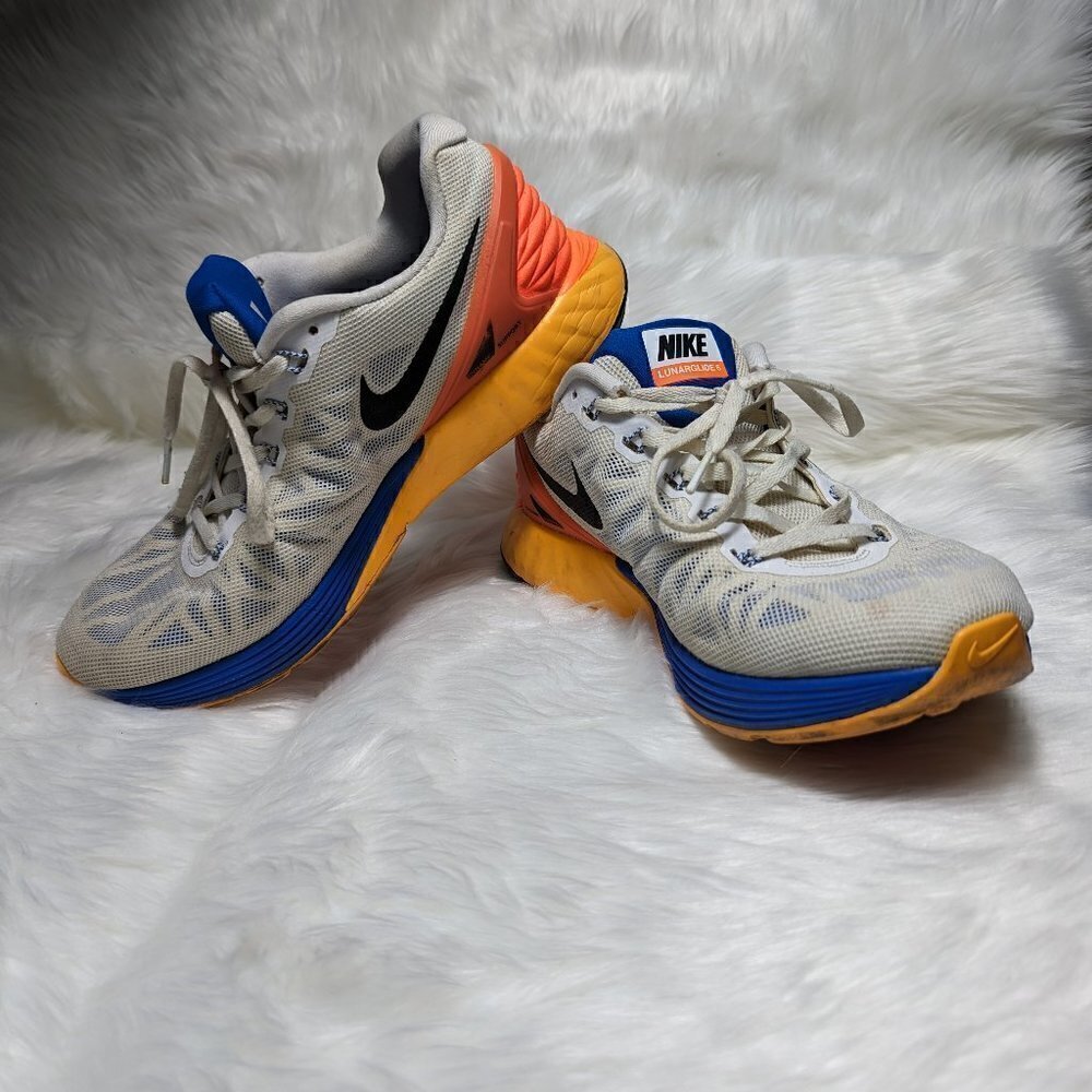 Nike Lunarglide 6 654433-101 White Running Training Shoes Men"s Sz 95